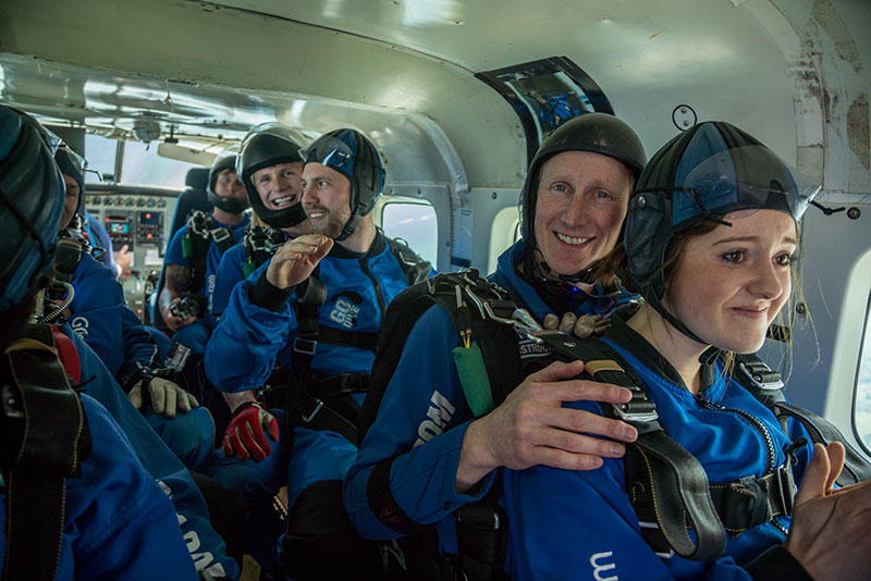 Multiple skydive customers on flight up